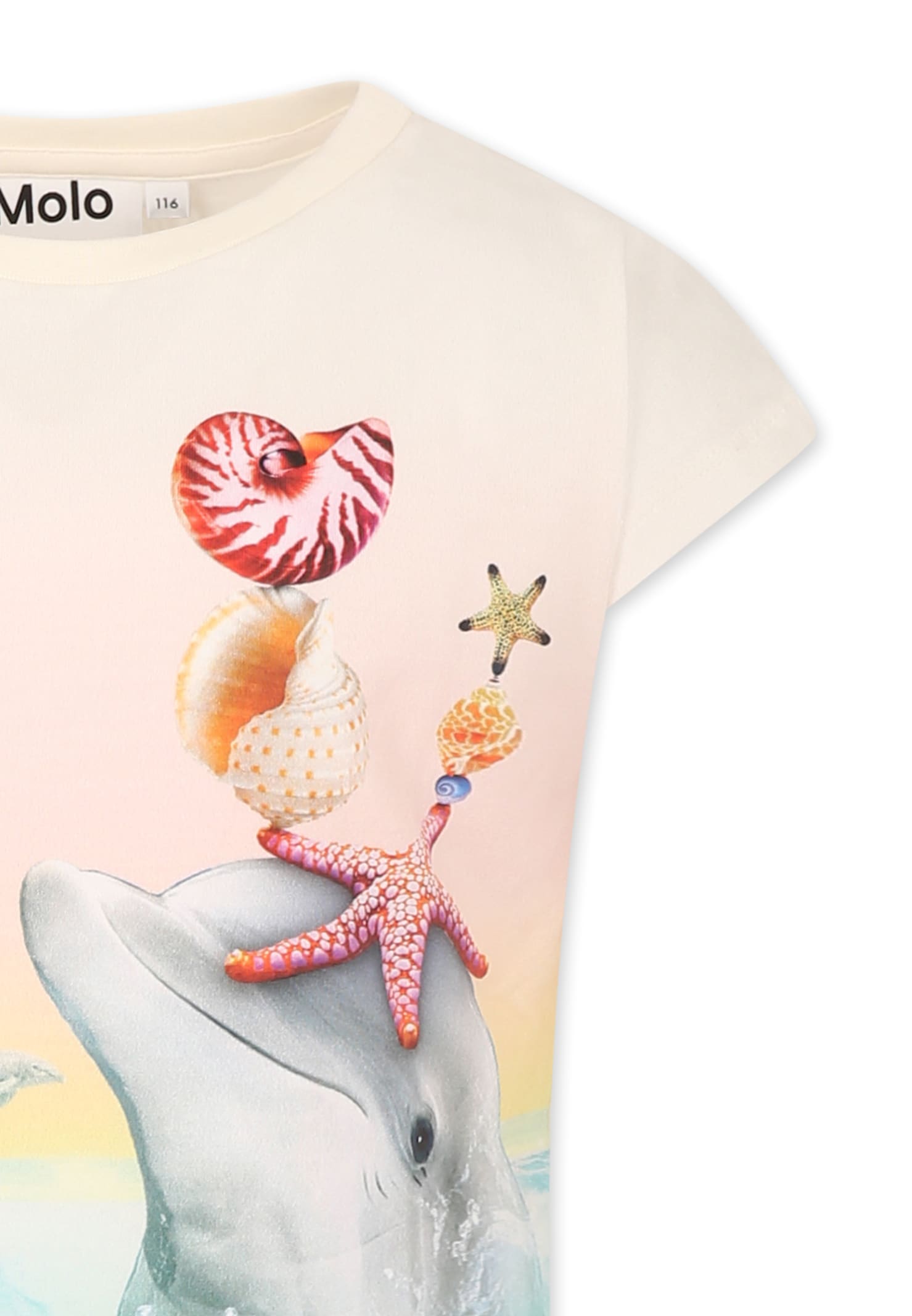Molo Multicolor T-shirt For Girl With Dolphin In Multicolor