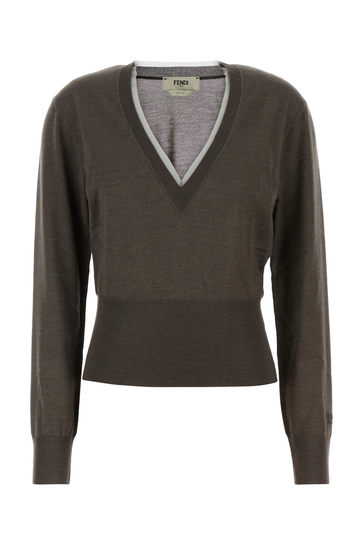 Fendi Cashmere Blend Sweater Featuring Contrast Trim In Green
