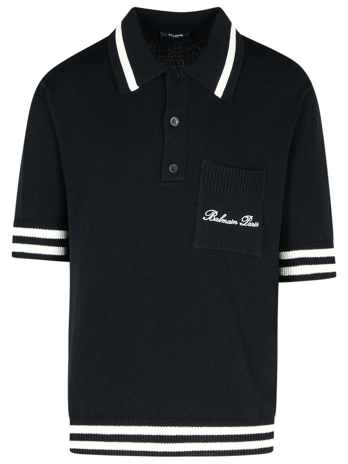 signature Black Cotton Blend Polo Shirt