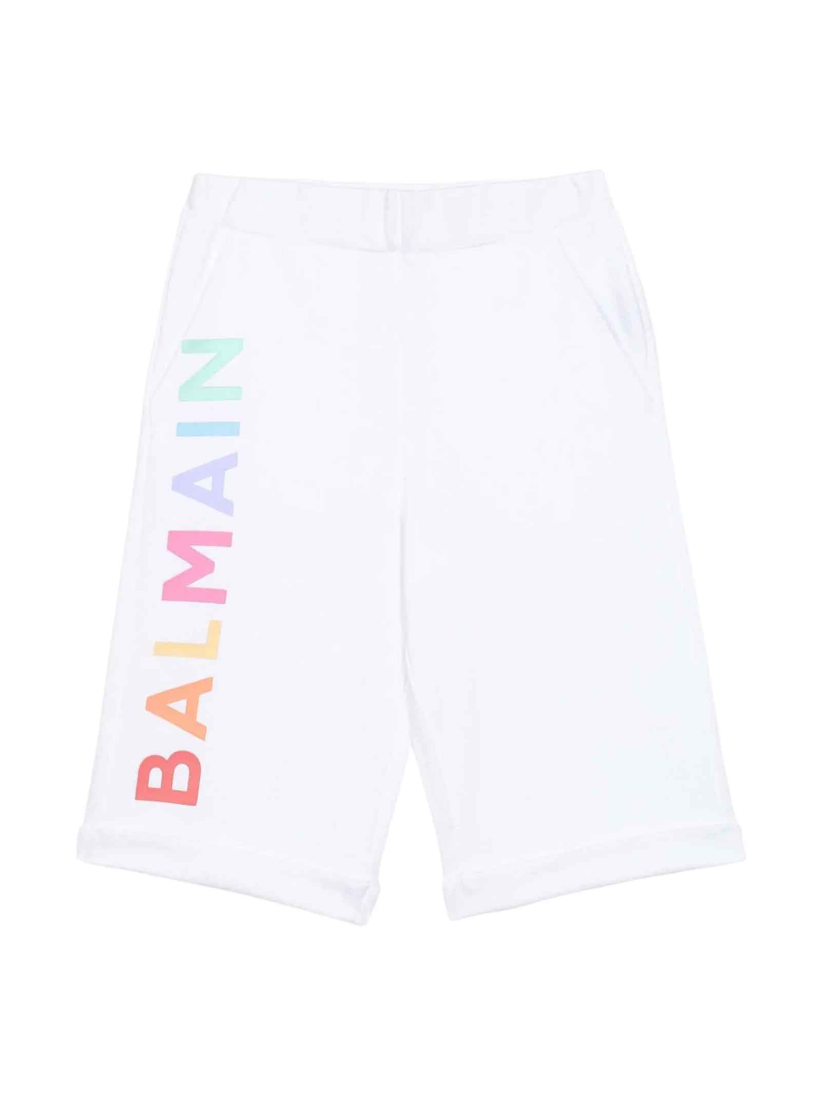 Shop Balmain White Bermuda Shorts Unisex In Bianco
