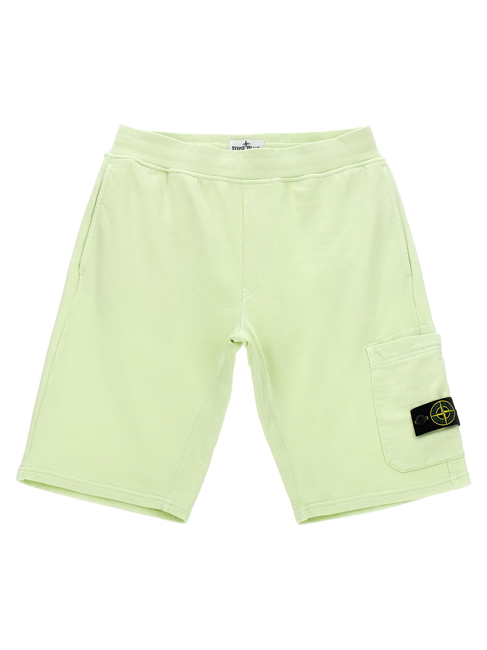 Stone Island Cargo Badge Logo Bermuda Shorts In Green