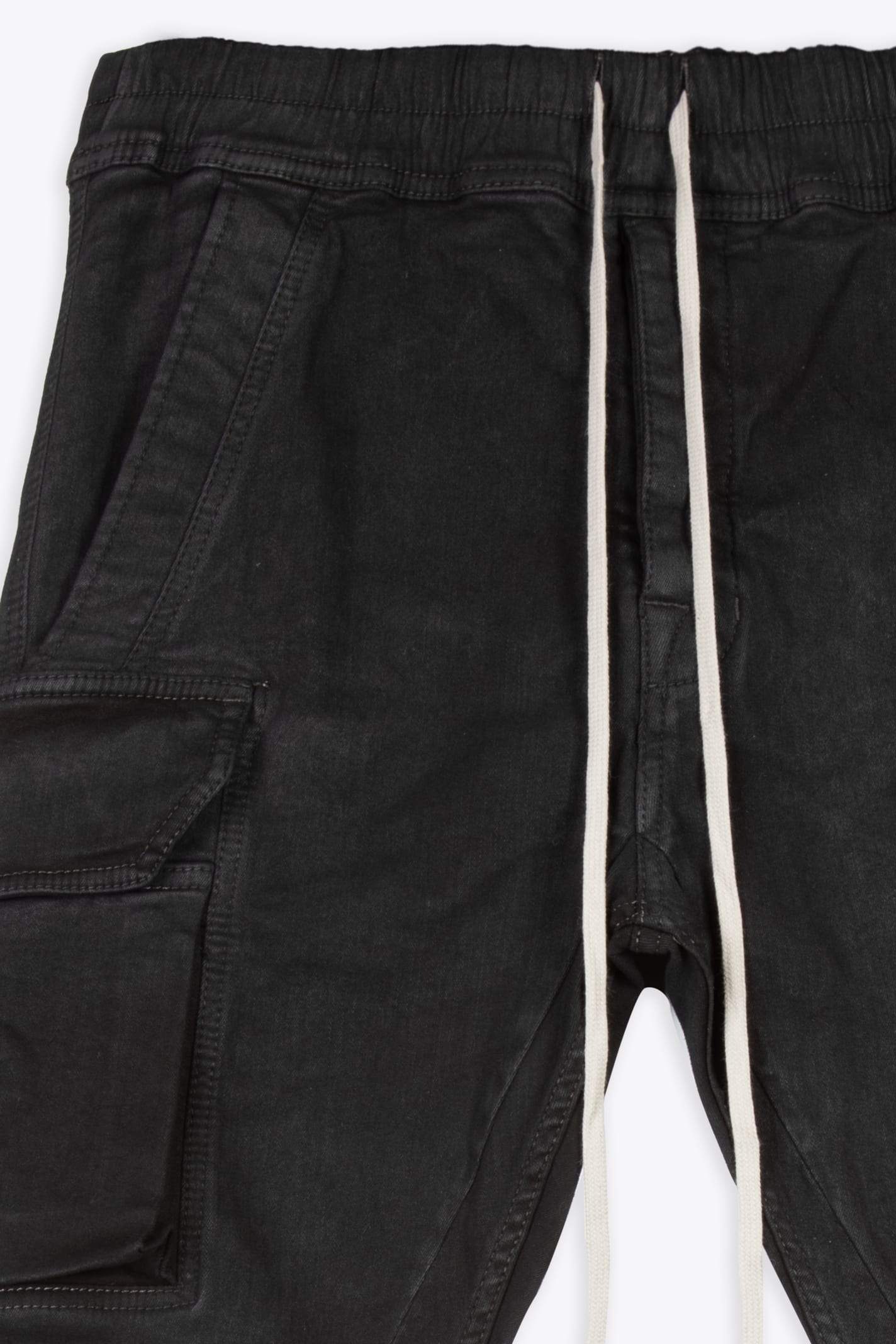 Shop Drkshdw Mastodon Cut Black Waxed Denim Slim Fit Cargo Pant - Maston Cut In Nero
