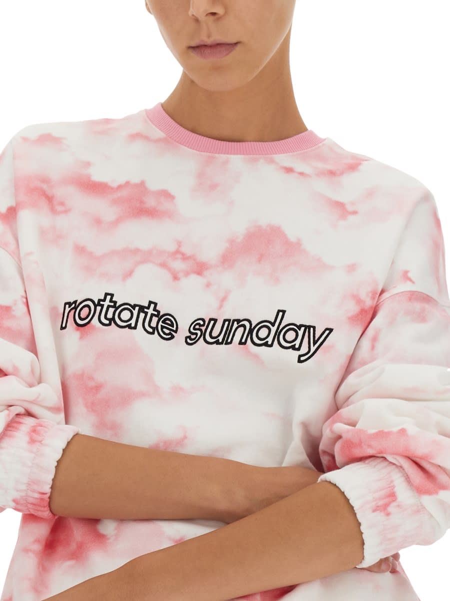 Rotate Birger Christensen Iris Tie-dyed Embroidered Cotton-fleece Sweatshirt In Pink