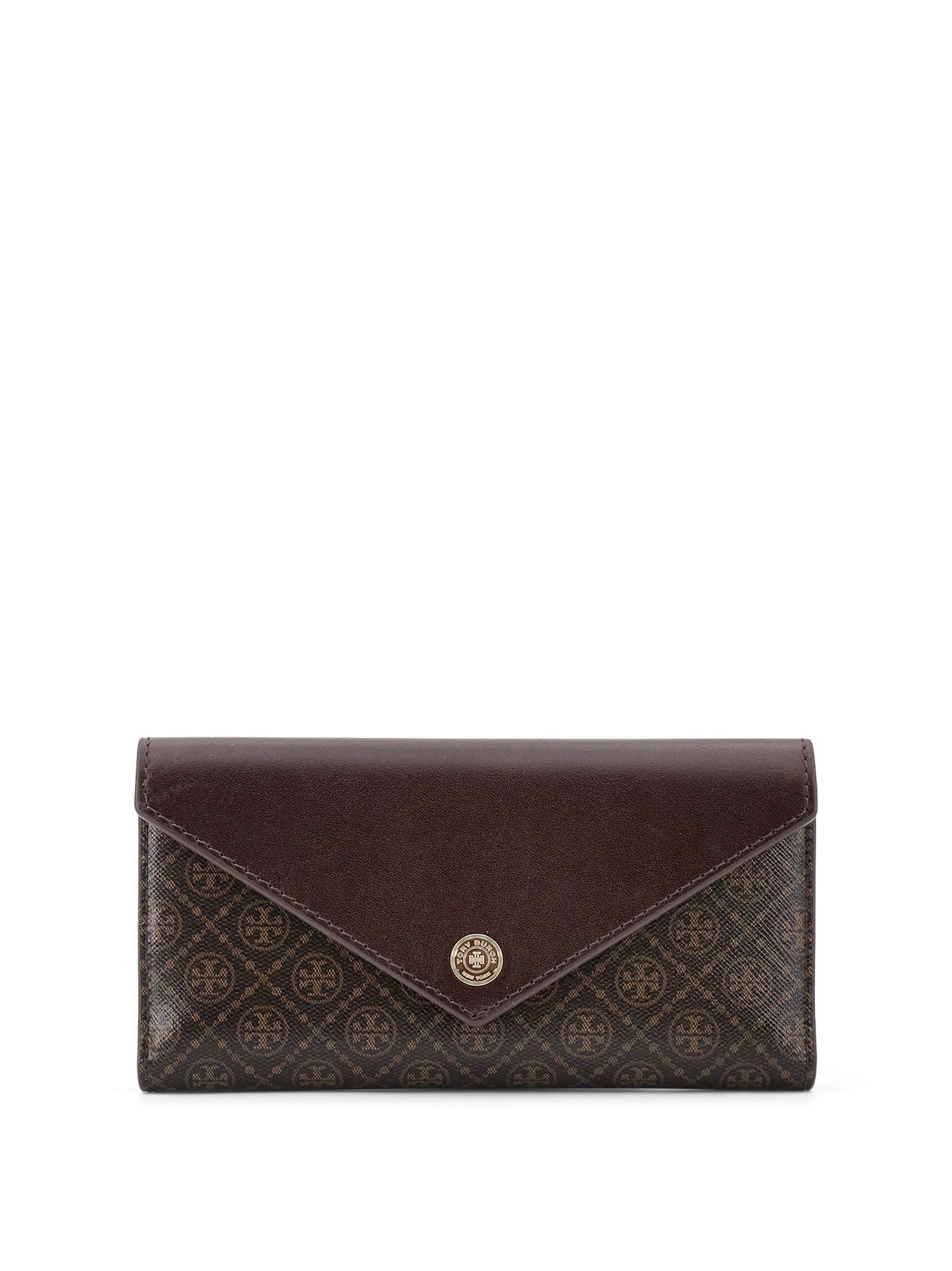 Tory Burch T-monogram Coated Canvas Wallet In Brown