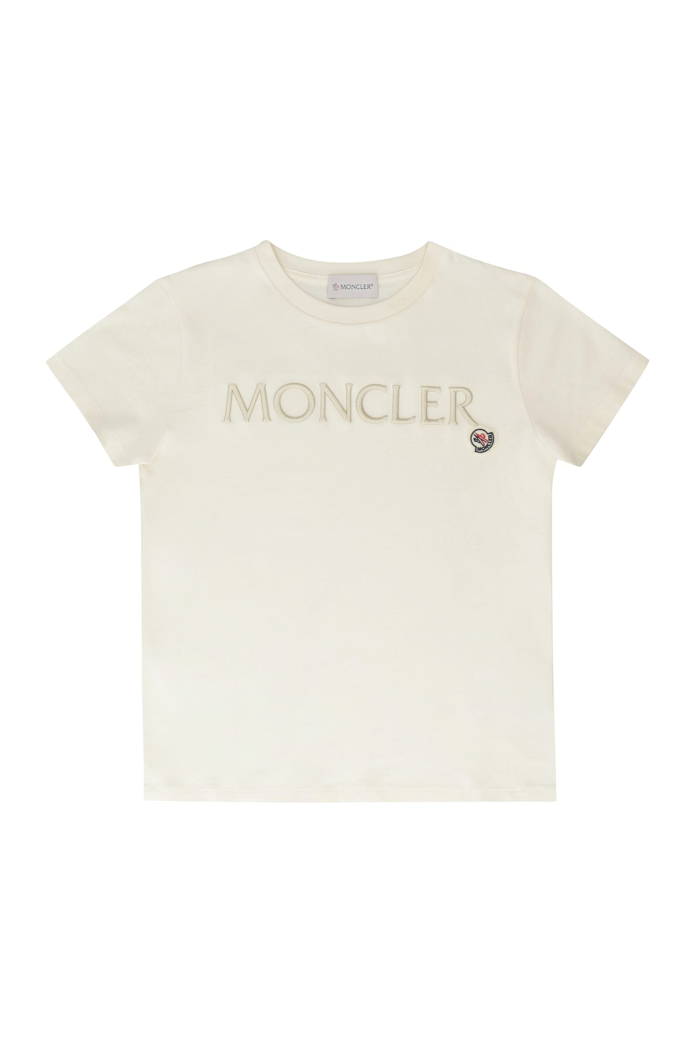 Moncler Cotton Crew-neck T-shirt In Panna
