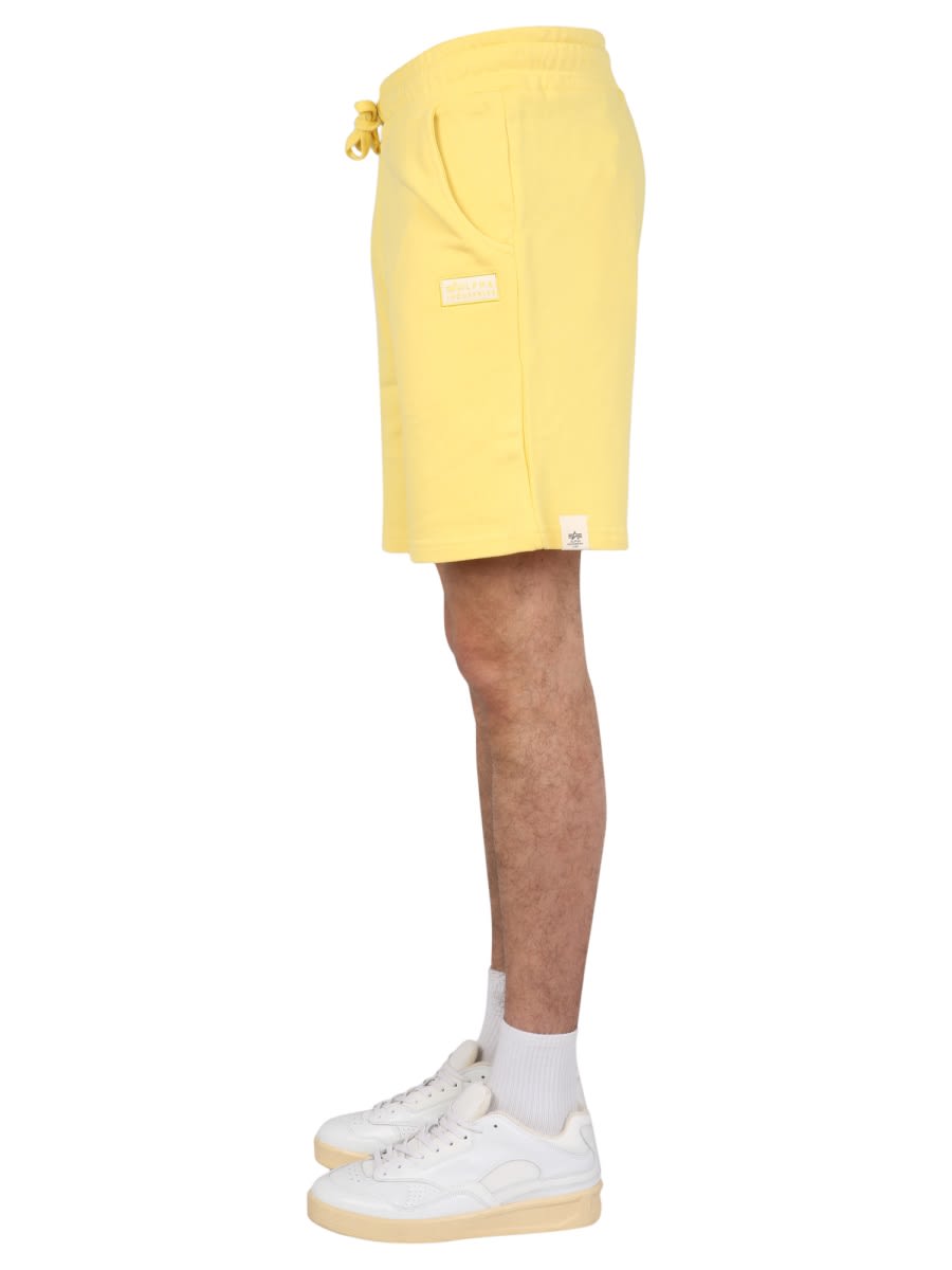 Shop Alpha Industries Logo Embroidery Bermuda In Yellow