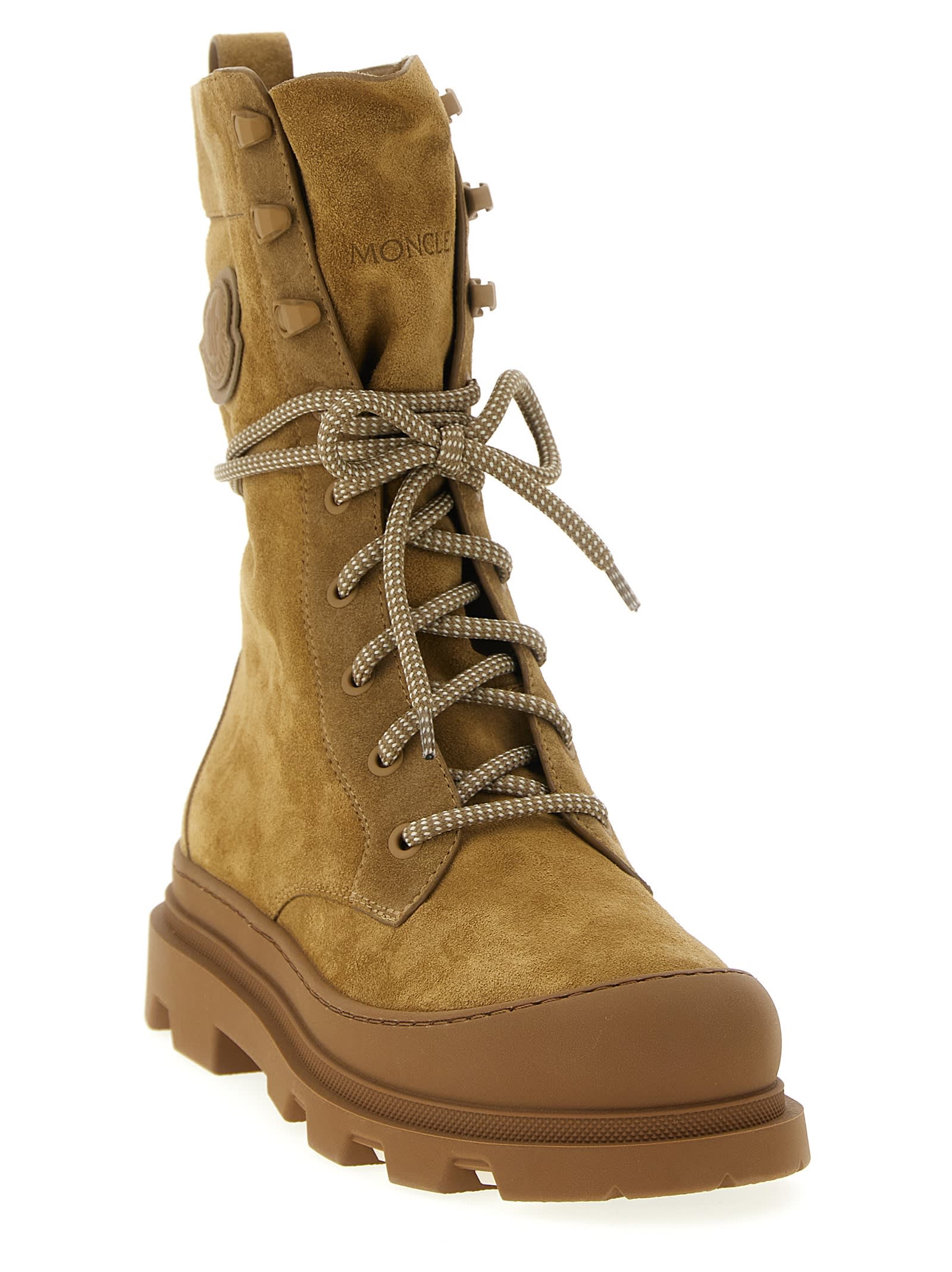Moncler Vera High Combat Boots In Brown