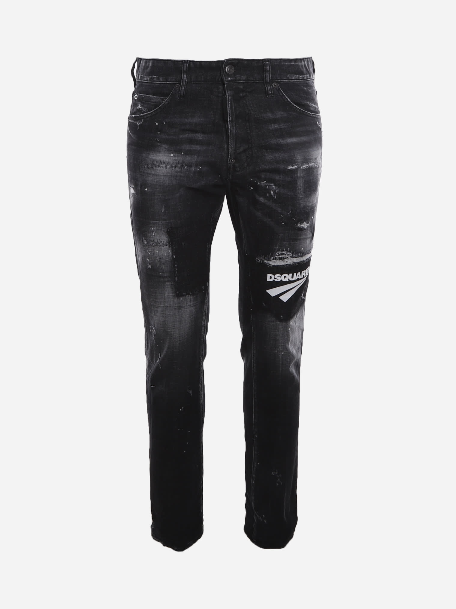 Dsquared2 Stretch Cotton Jeans With Contrasting Logo Patch