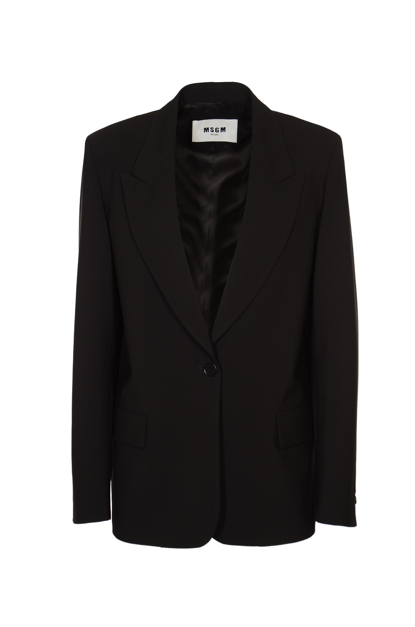 Shop Msgm Single Button Blazer In Black