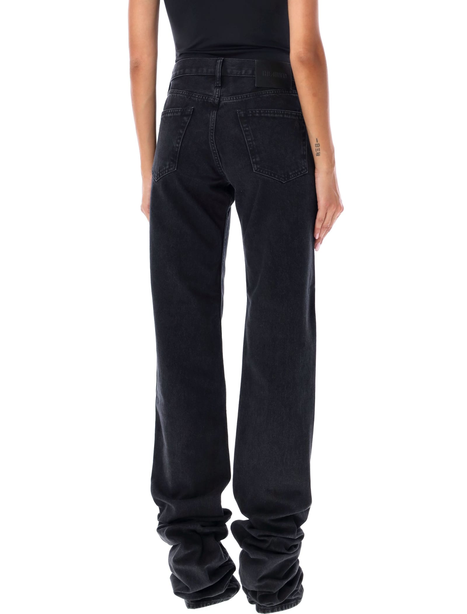 Shop Attico Extra Long Slim Jeans In Black