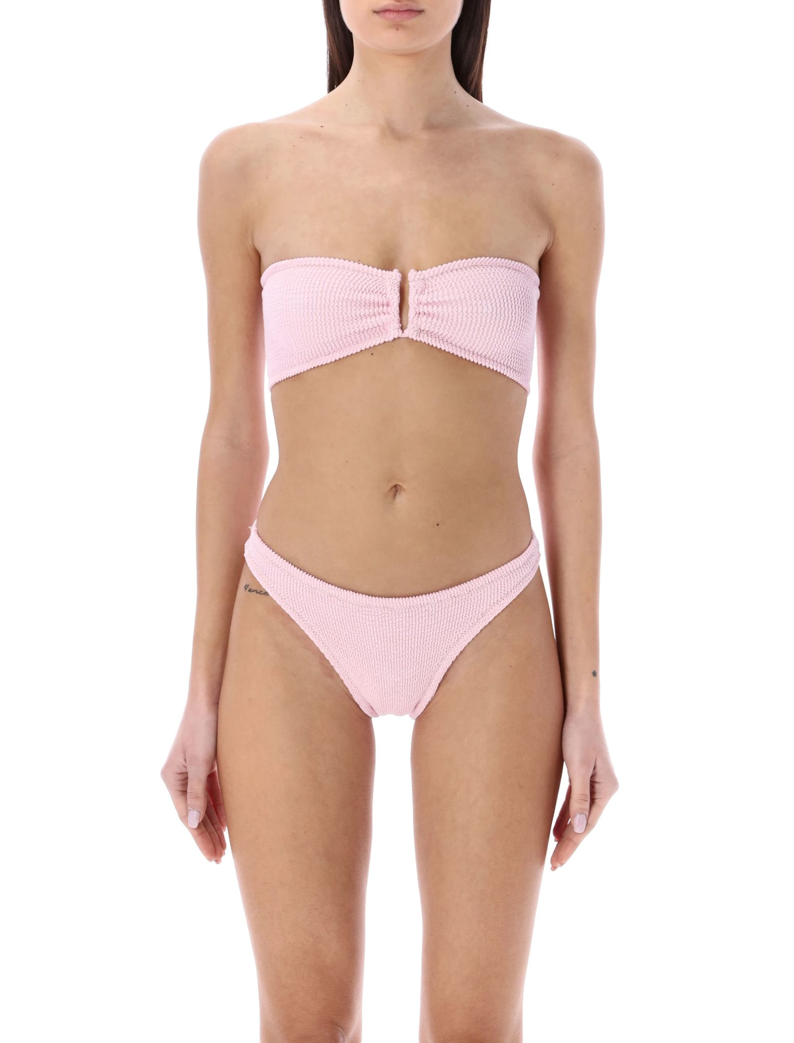 Shop Reina Olga Ausilia Scrunch Bikini Set In Baby Pink