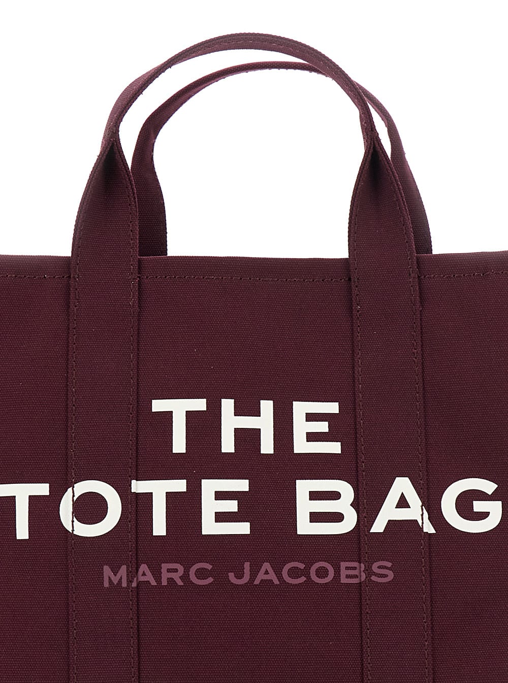Marc Jacobs The Medium Tote Bordeaux Handbag With Logo Lettering On The Front In Cotton Woman In Burgundy