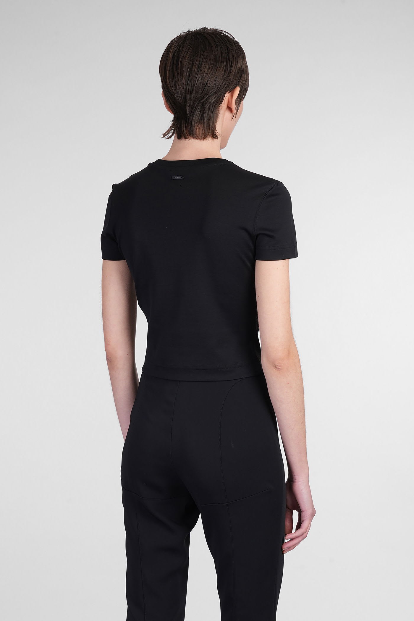Mugler Cropped Tshirt Embellished Embellishments In Black