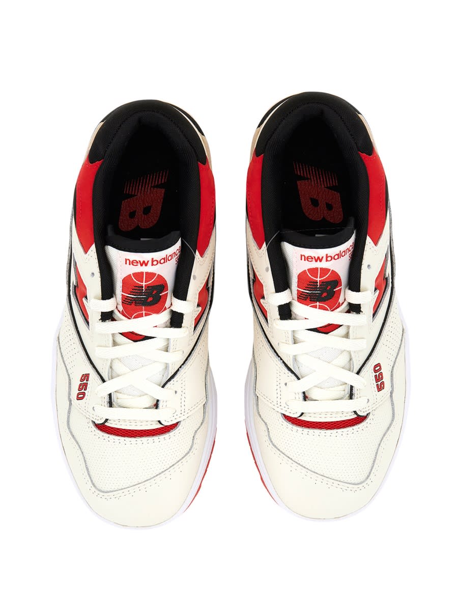 New Balance '550' White And Red Low Top Sneakers With Logo And Contrasting Details In Ivory