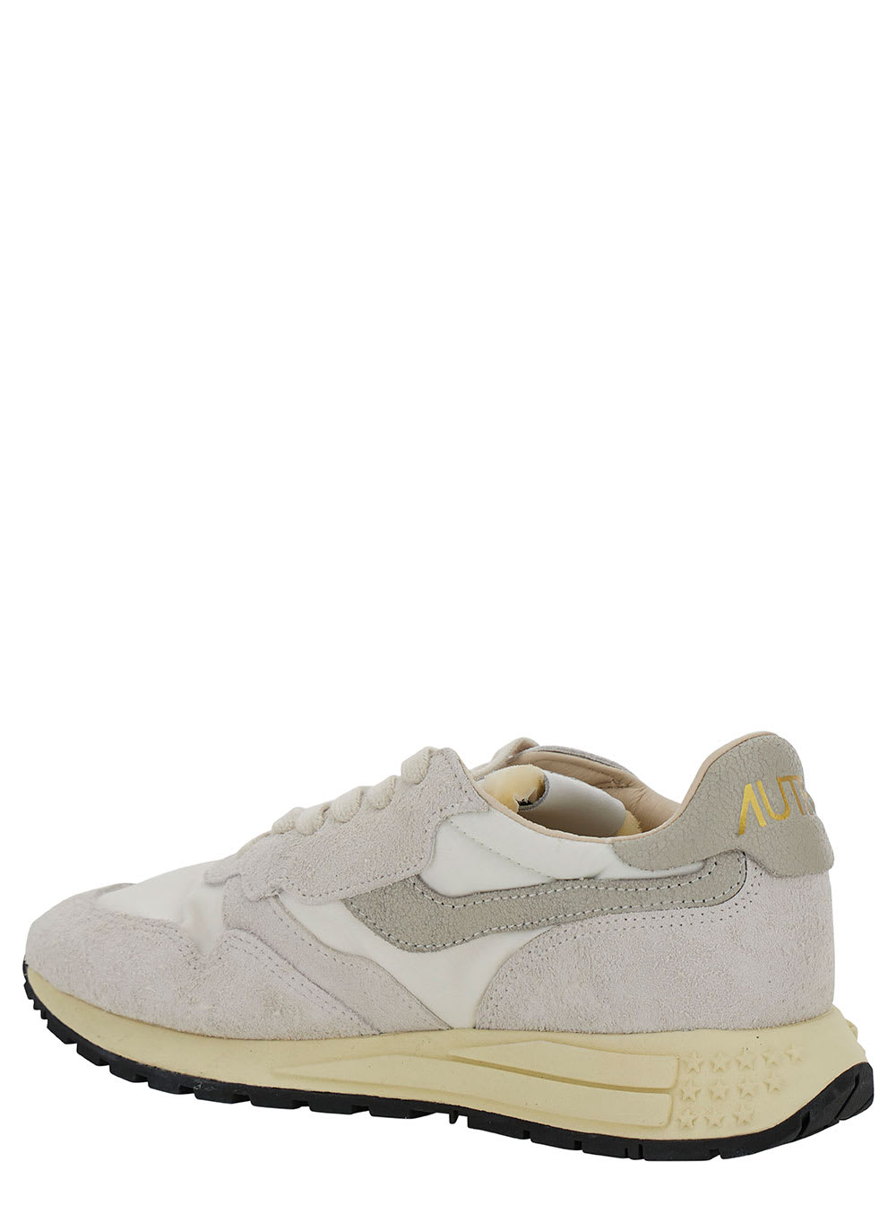 Shop Autry Reelwind Grey Low Top Sneakers With Logo Patch In Leather And Suede Woman In White