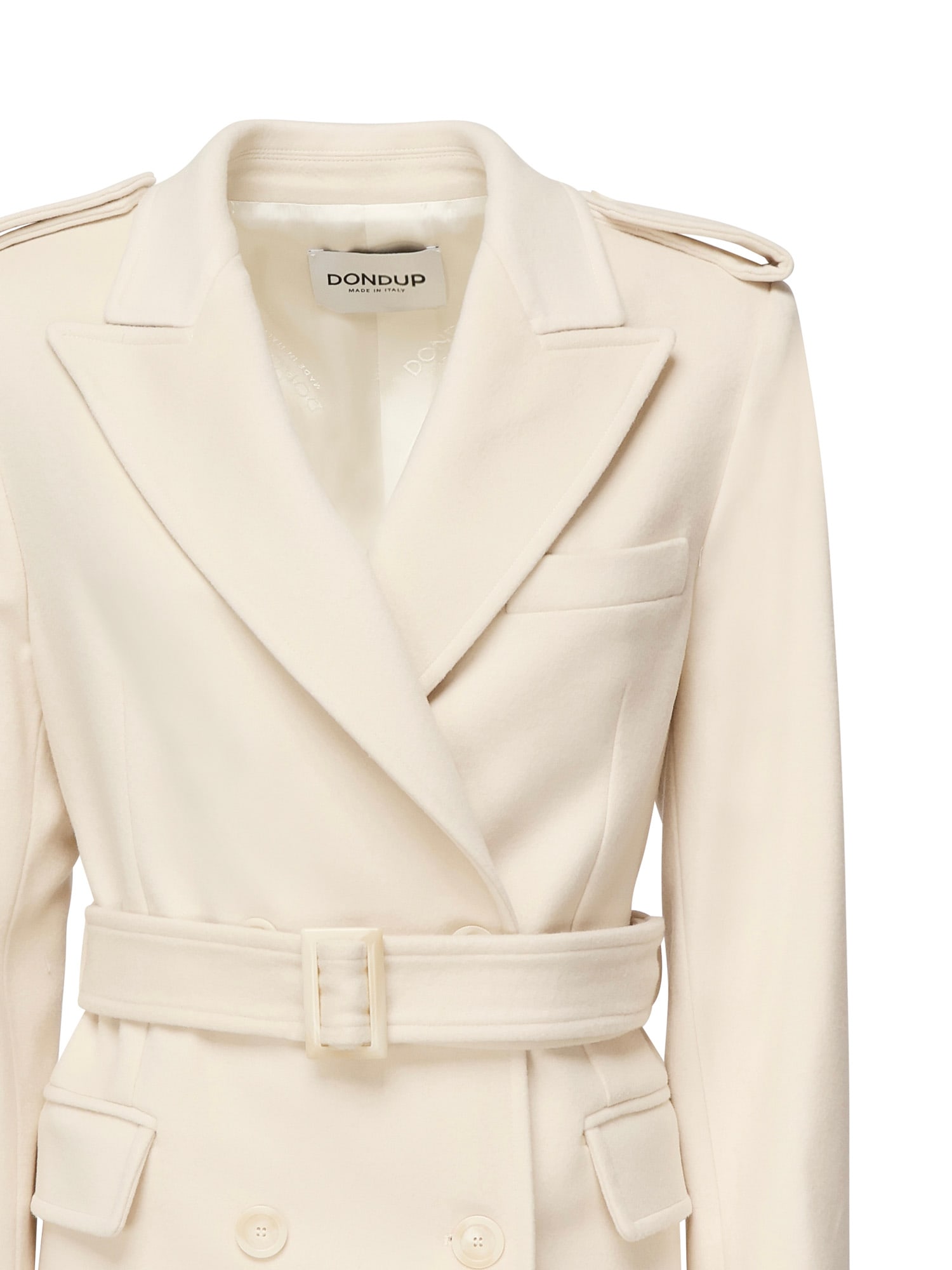 Dondup Long Wool And Cashmere Coat In White