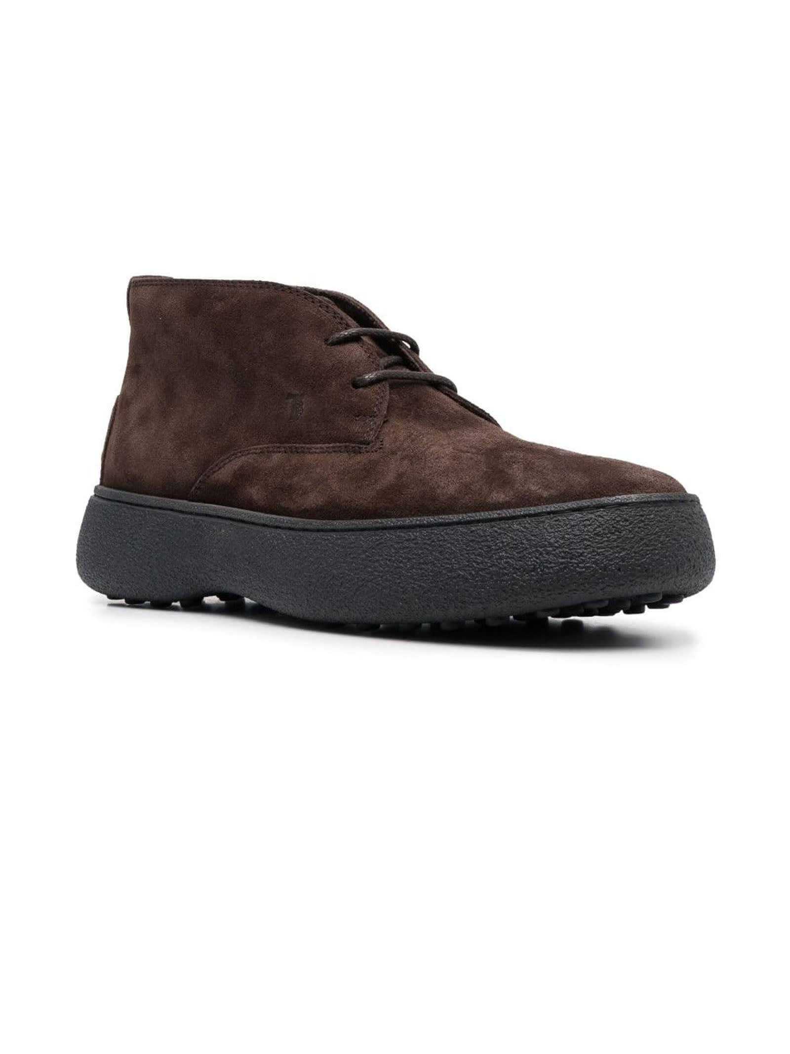 Shop Tod's Suede Lace-up Shoes In Brown