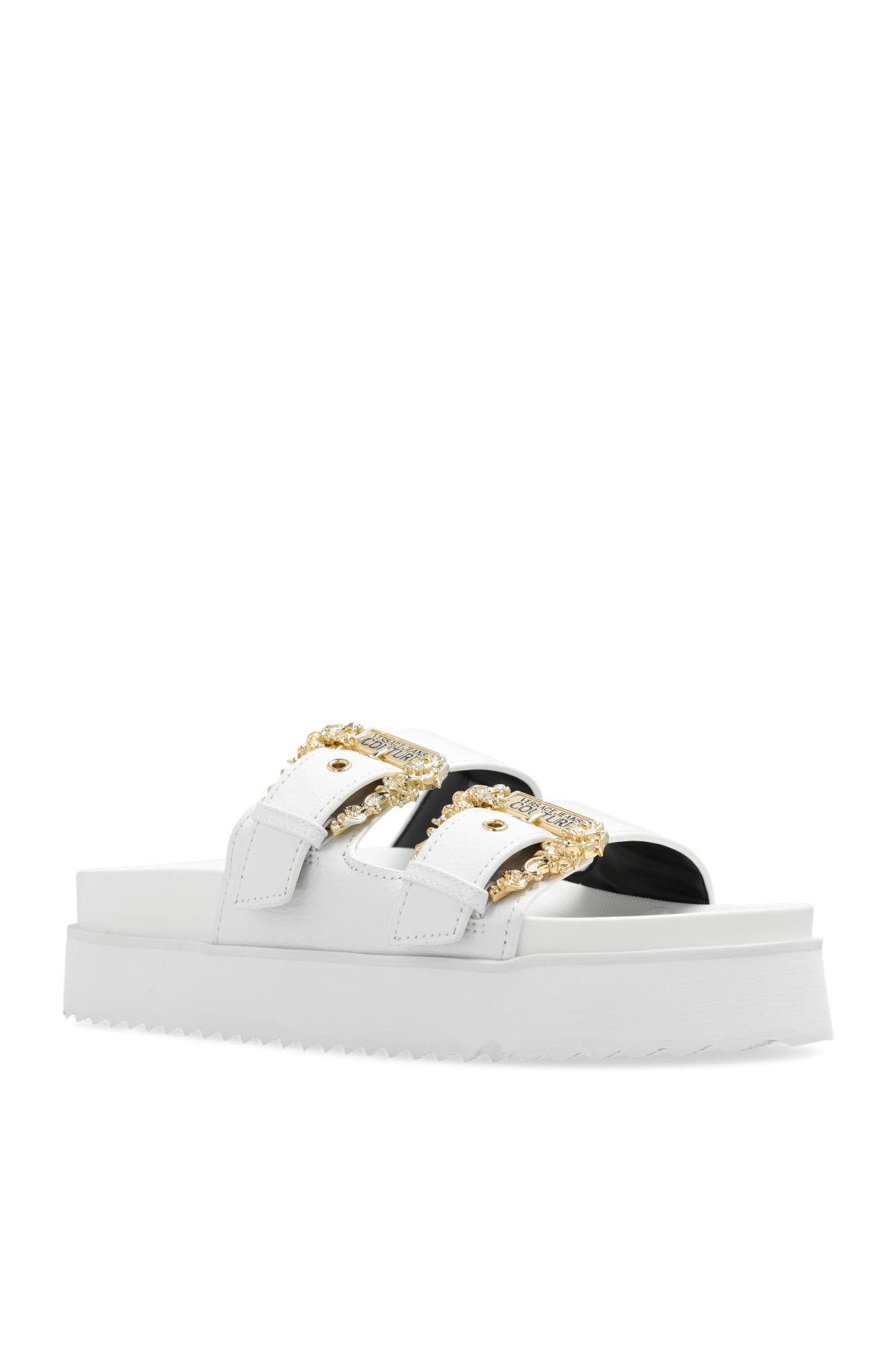Shop Versace Jeans Couture Platform Sandals In White