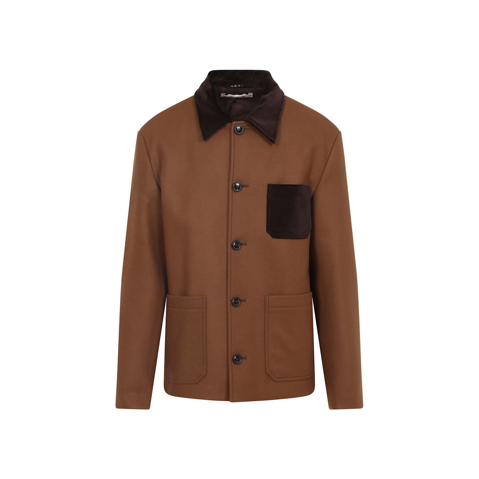 Marni Double Splittable Wool Felt Workwear Jacket In Brown