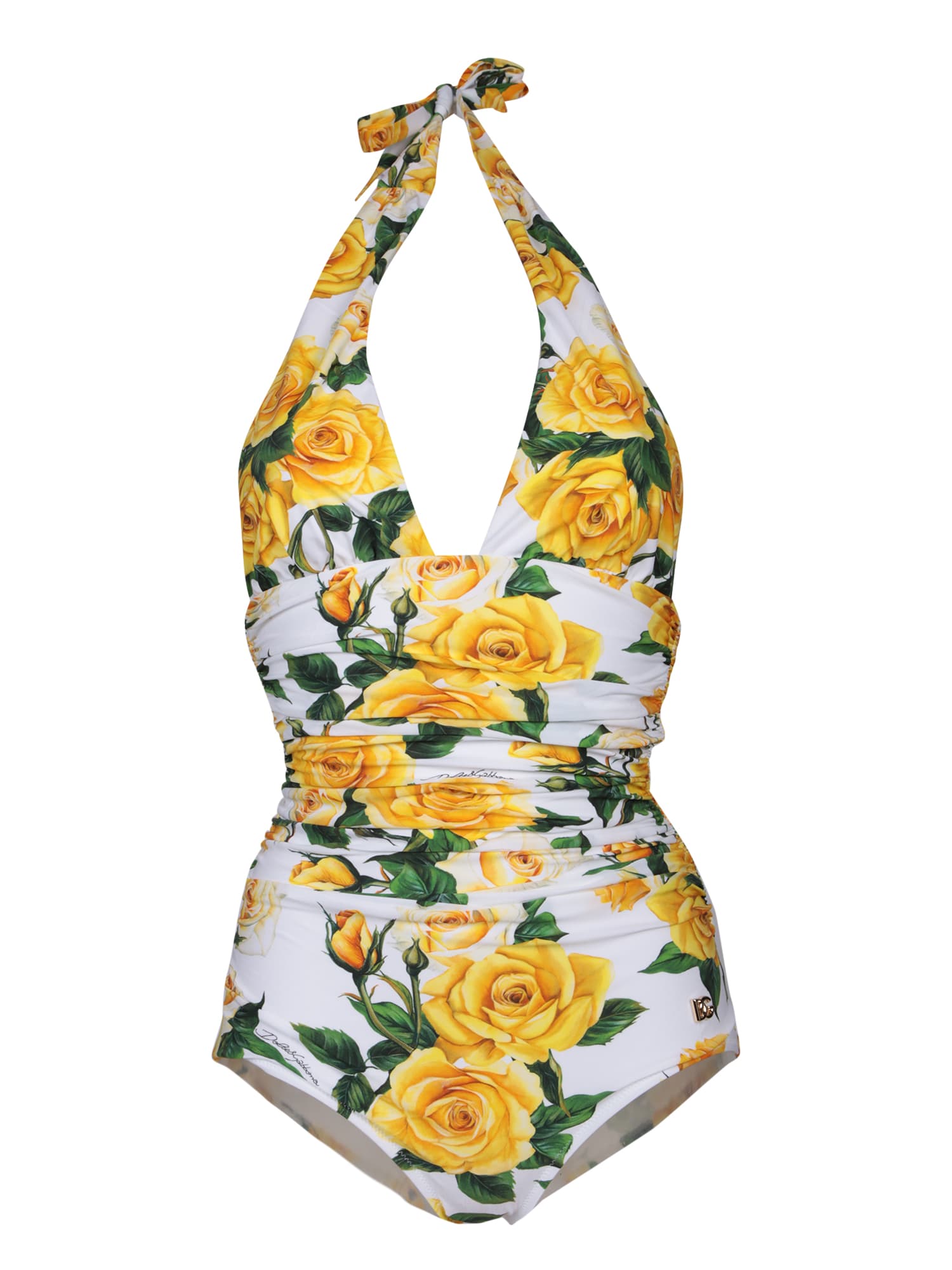 Shop Dolce & Gabbana Flowe Power Yellow Swimsuit