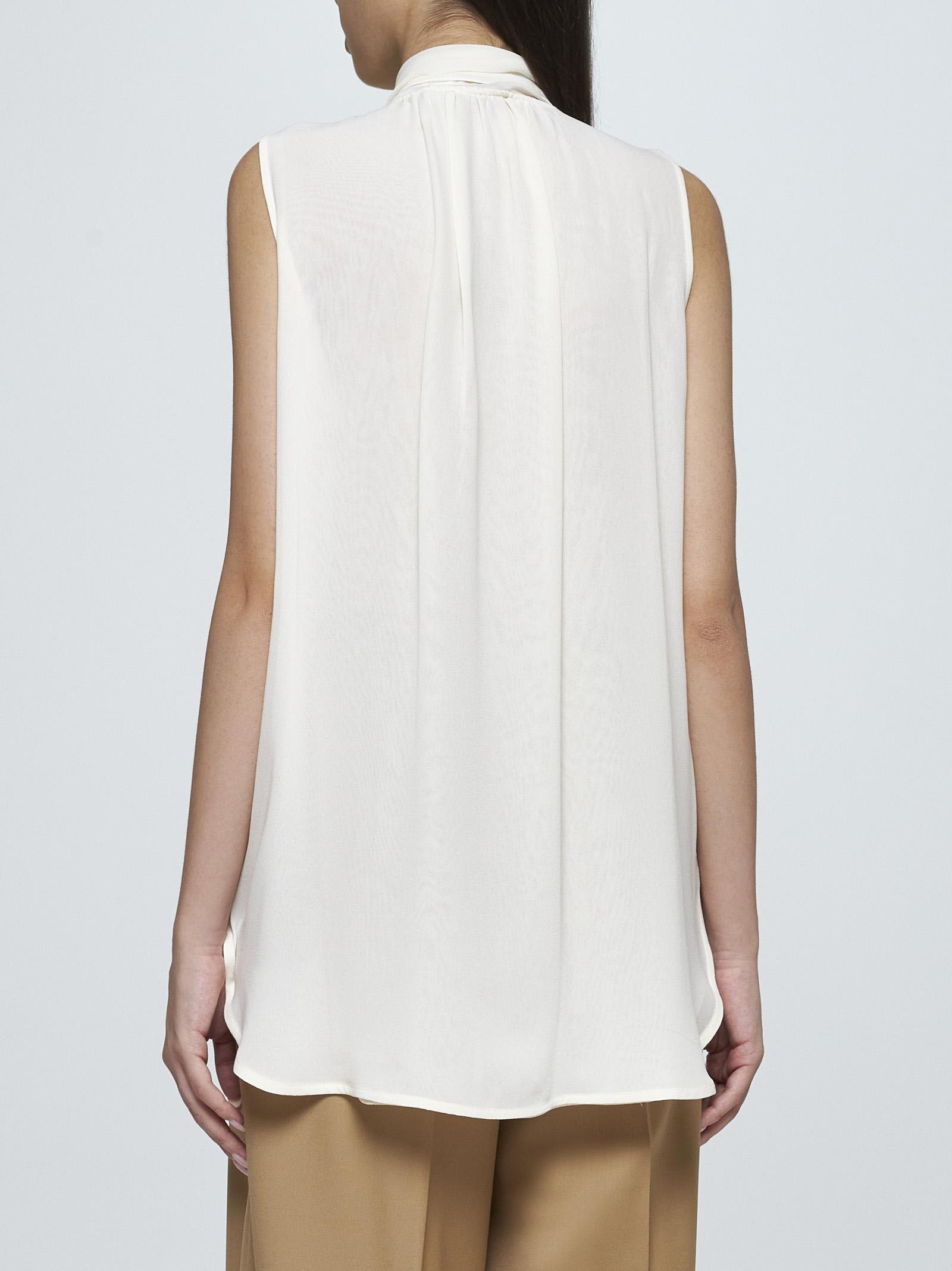 Max Mara Mela Pussy Bow Neck Silk Blouse In Vanilla