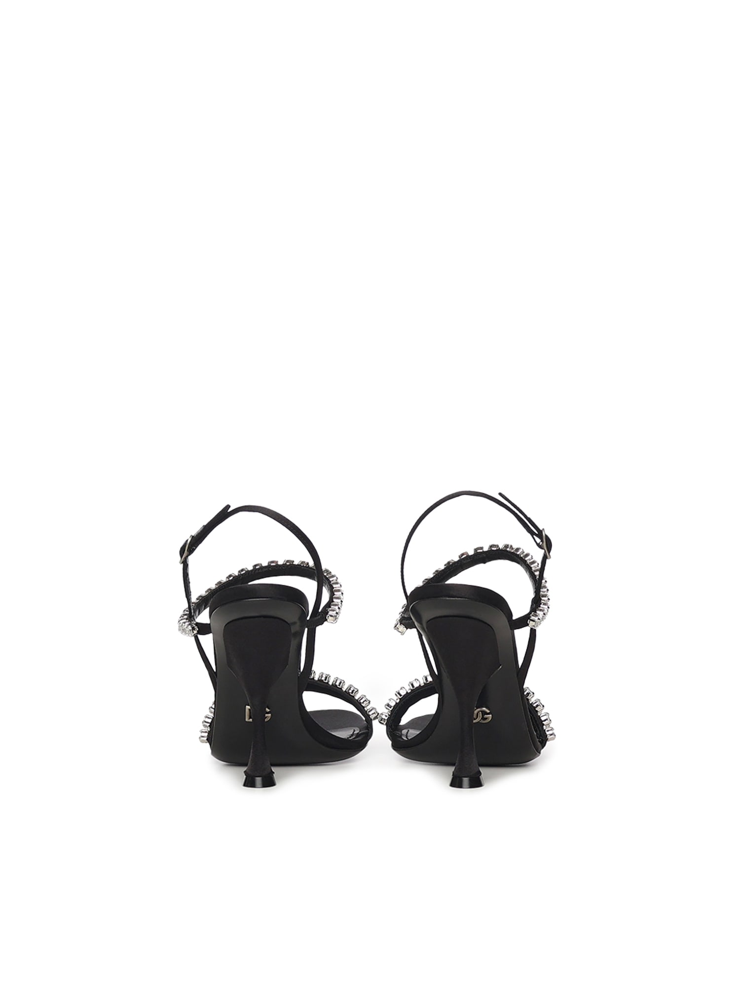 Dolce & Gabbana Formale Embellished Satin Sandals In Black