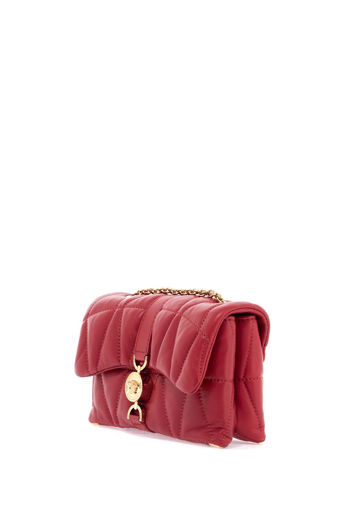 Versace Cleio Small Red Leather Crossbody Bag In Lipstick Red- Gold (red)