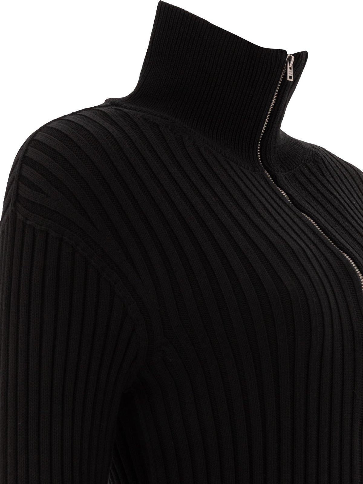 Acne Studios Koton Zip Cotton Rib Cardigan In Black
