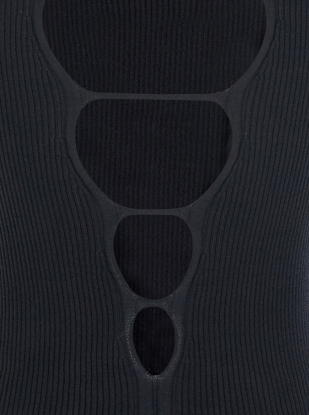 Jucca Black Top With Ribbed Design And Cut-out Detail On The Back In Black