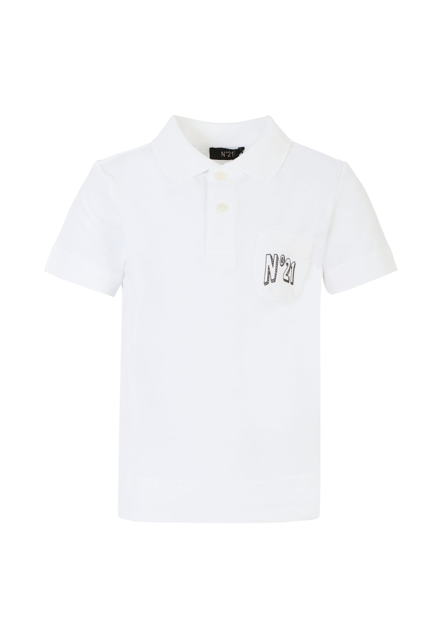 N°21 Kids' White Polo Shirt For Boy With Logo
