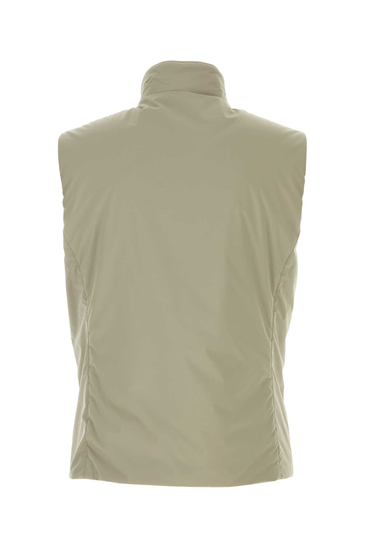 Moorer Sand Polyester Senio Sleeveless Jacket In Marmo