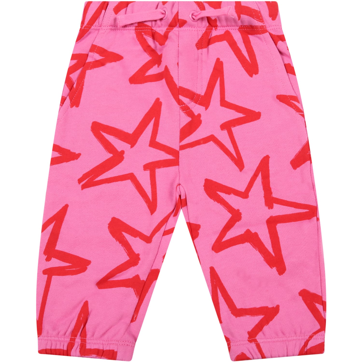 Stella McCartney Kids Fuchsia Sweatpants For Baby Girl With Red Stars