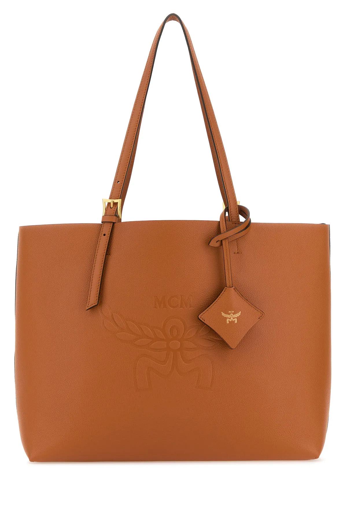 Shop Mcm Caramel Leather Medium Himmel Shopping Bag In Brown
