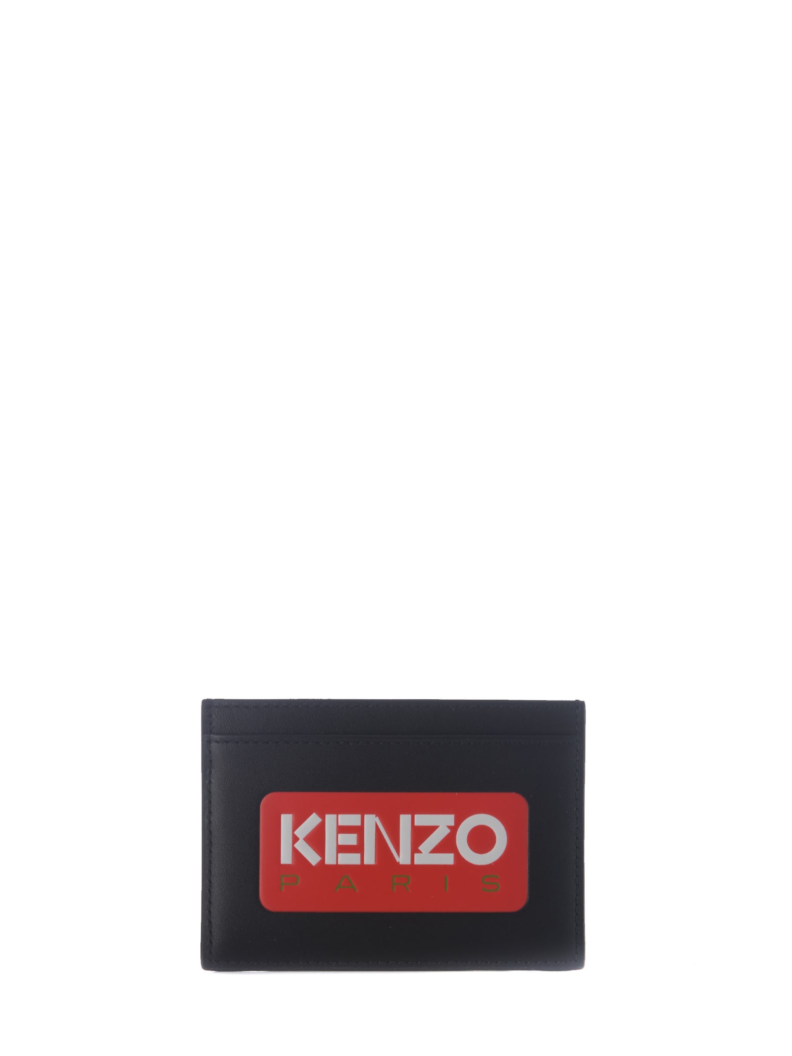 Kenzo Card Holder   Paris In Leather In Nero