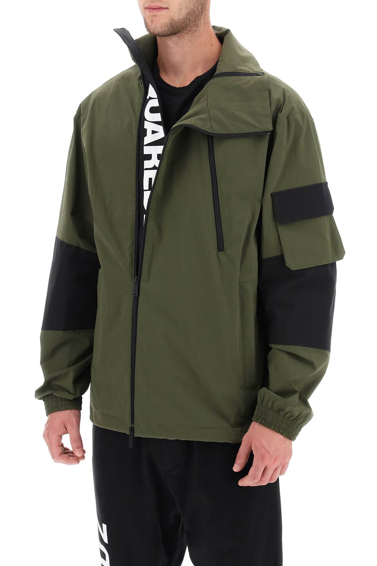 Shop Dsquared2 Technical Blouson Jacket In Stretch Cotton In Olive Green (green)
