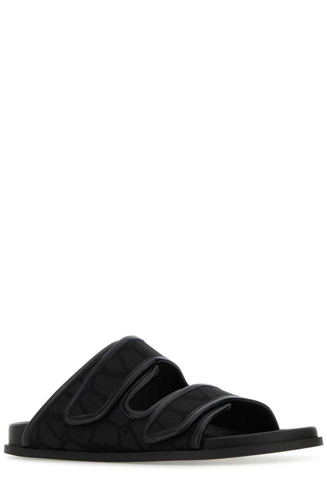 Valentino Open Toe Slip-on Slippers In Black