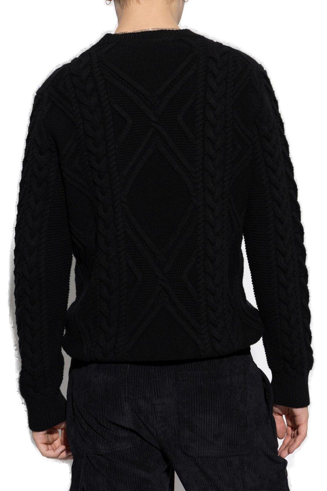 Shop Dolce & Gabbana Cable Knitted Crewneck Jumper In Black