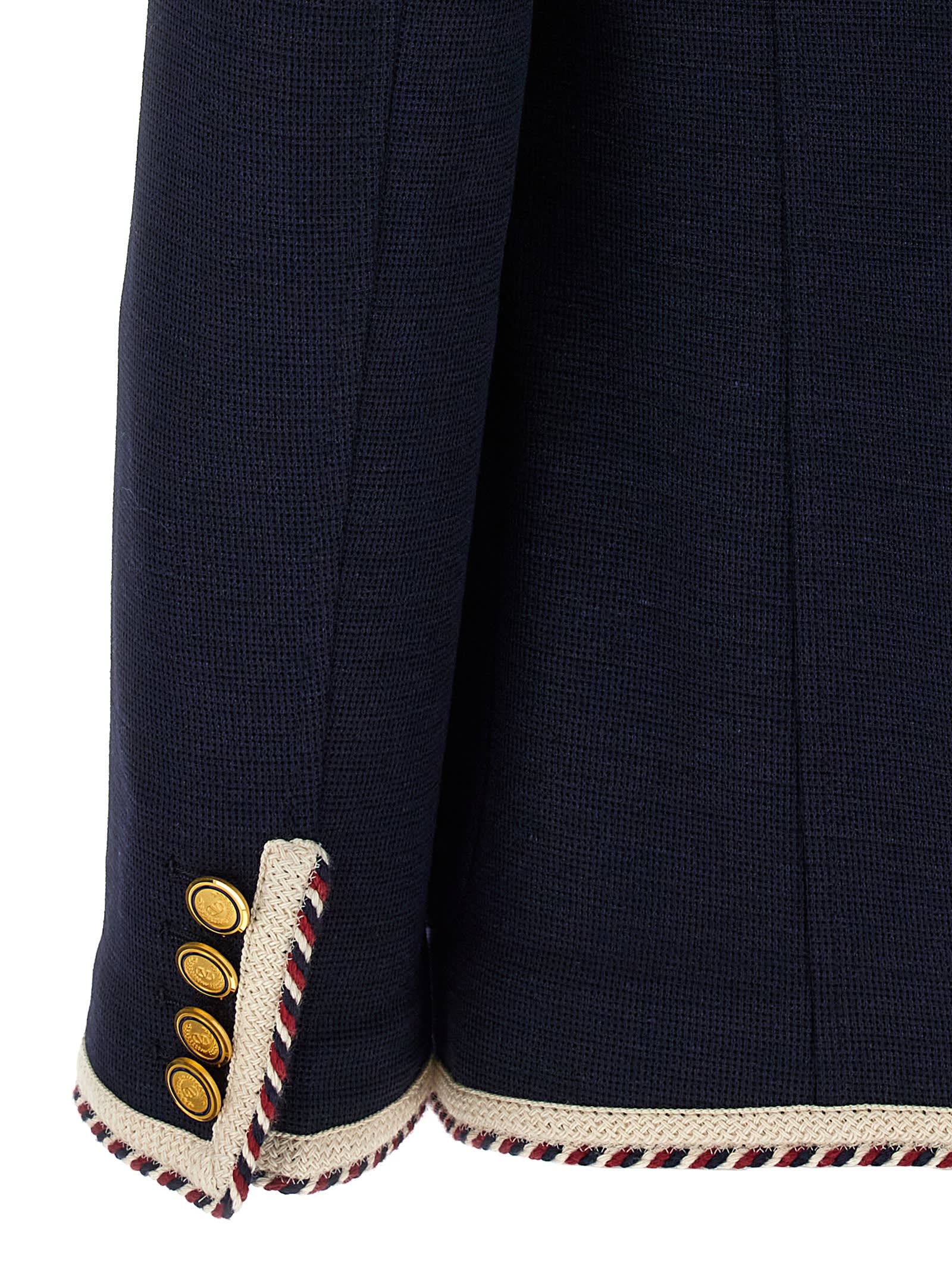 Valentino Blue Jersey Blazer With Torchon Piping In Blue