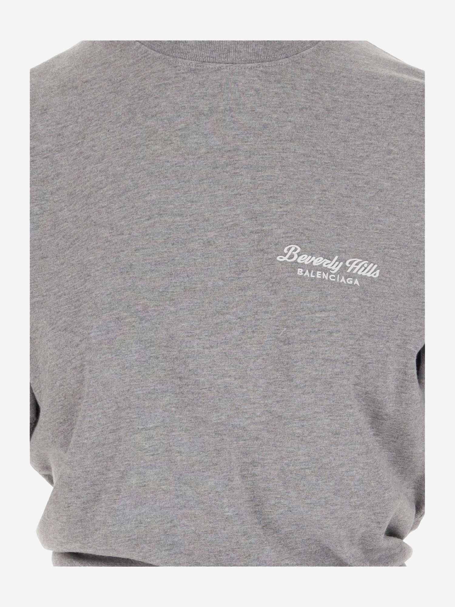 Shop Balenciaga Cotton T-shirt With Logo In Grey