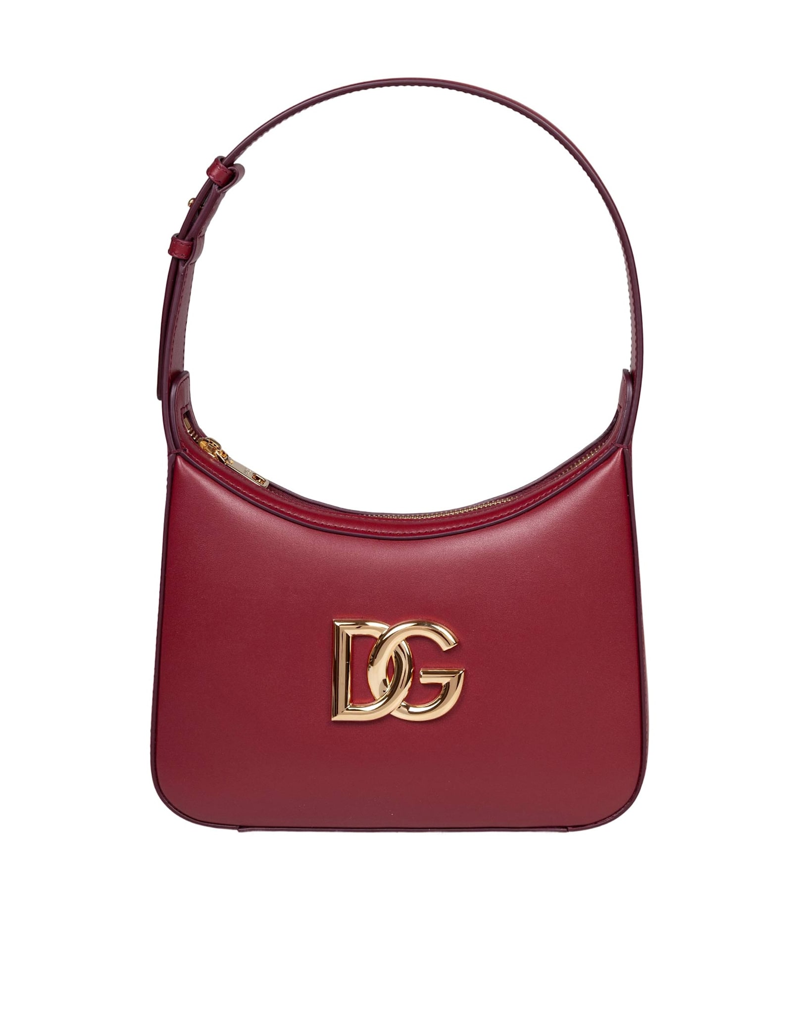 Dolce & Gabbana 3.5 Shoulder Bag In Leather With Dg Logo Color Tape In Burgundy