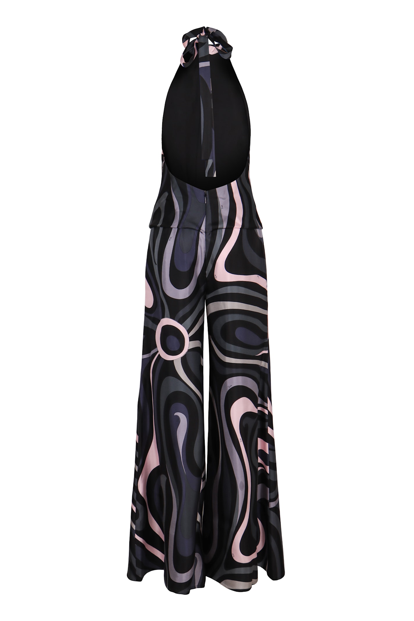 Pucci Long Halter Neck Silk Twill Dress In Multi