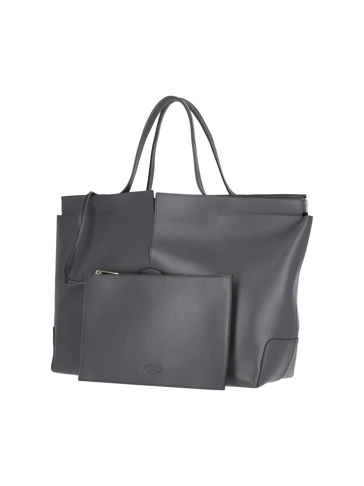 Shop Tod's Medium Tote Bag Di Folio In Grigio