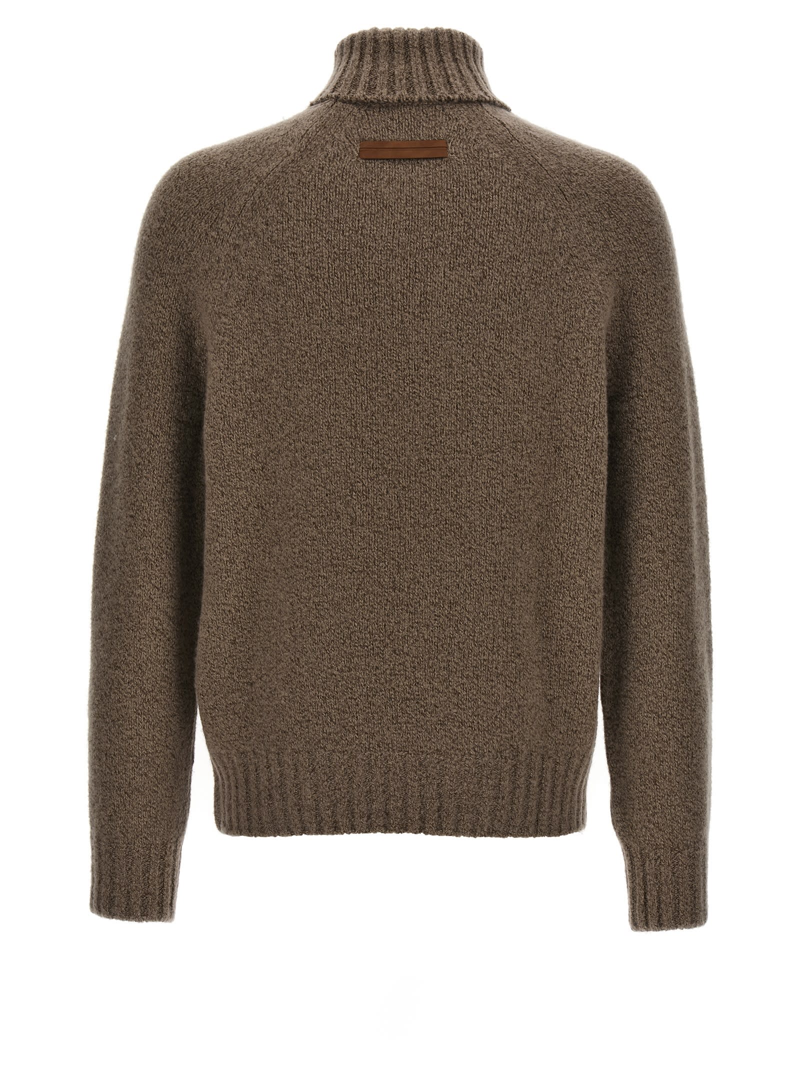 Shop Zegna Boucle Silk Cashmere Sweater In Marrone Chiaro