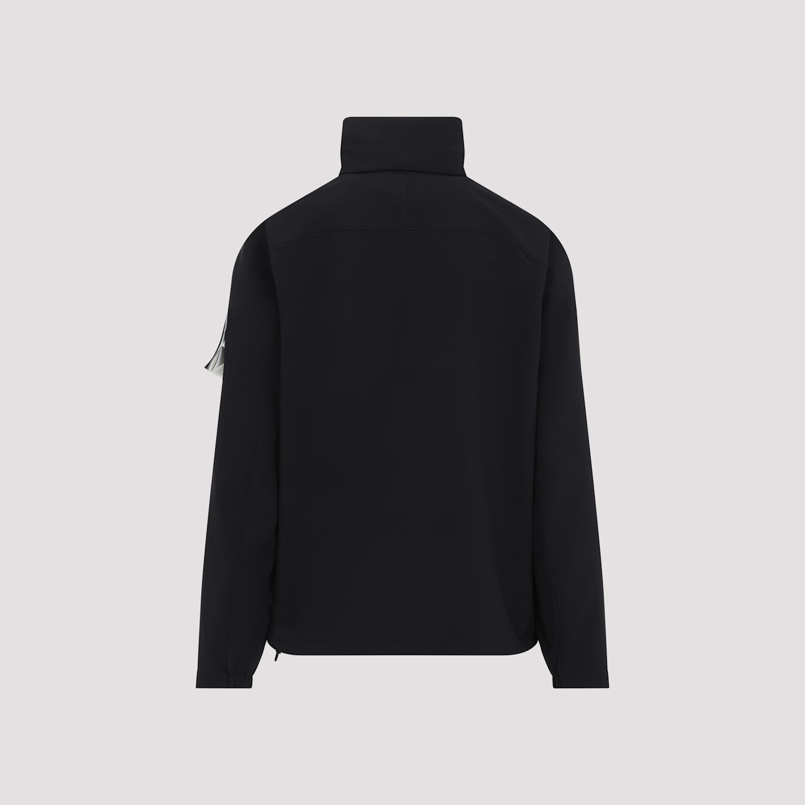 Stone Island Logo Zip-up Jacket In Black
