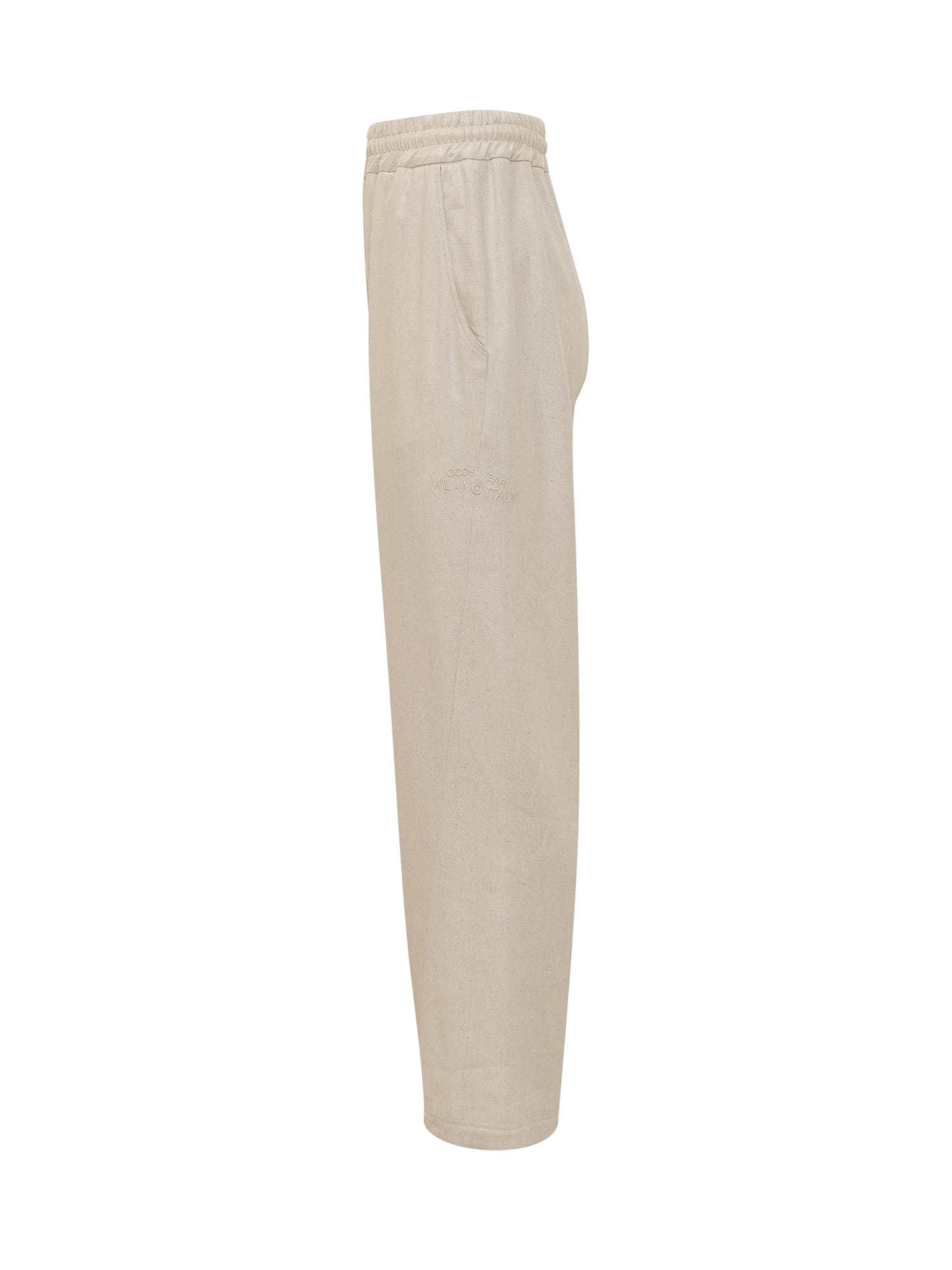 Shop Gcds Linen Blend Wide Pants In Off-white