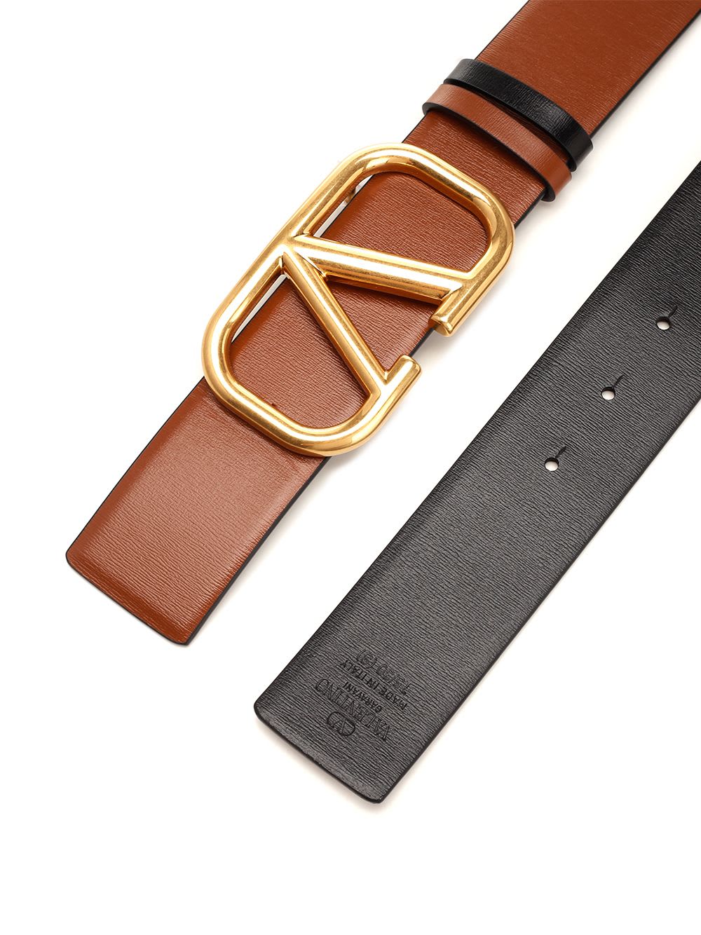 Shop Valentino V Logo Reversible Belt In Brown