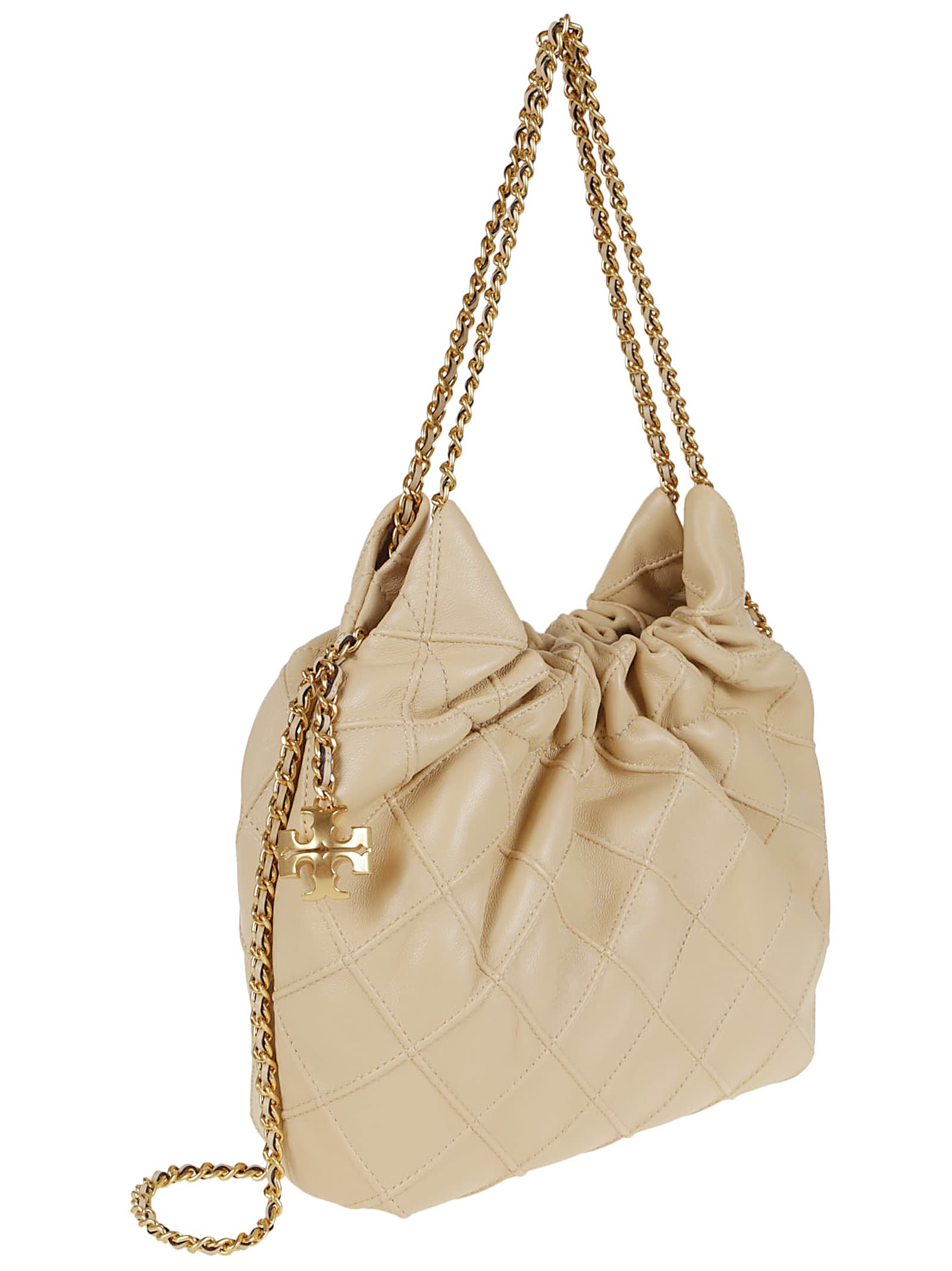 Tory Burch Quilted Lamb Leather Shoulder Bag In White