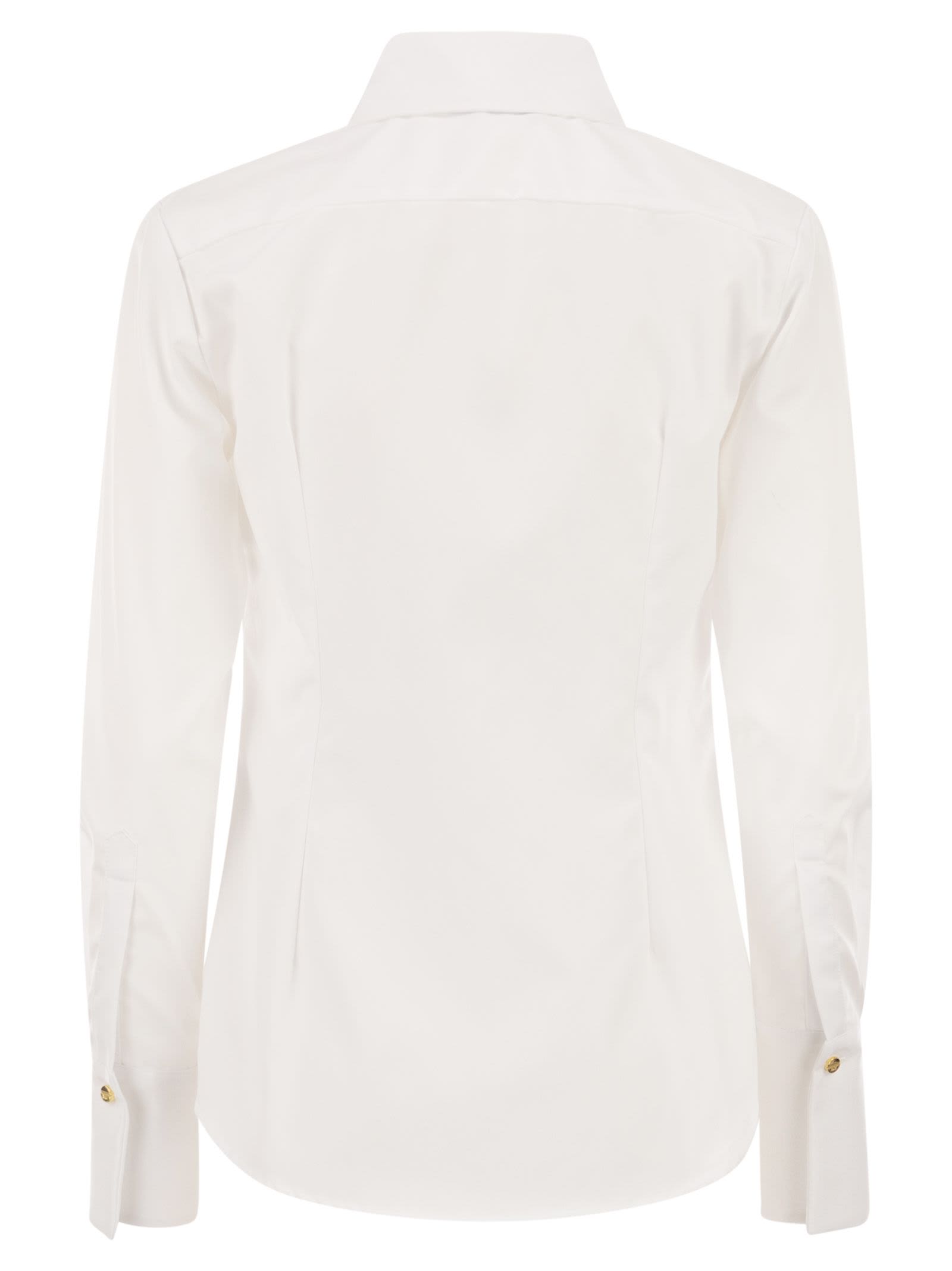 Elisabetta Franchi Cotton Poplin Shirt With Logo In Gray