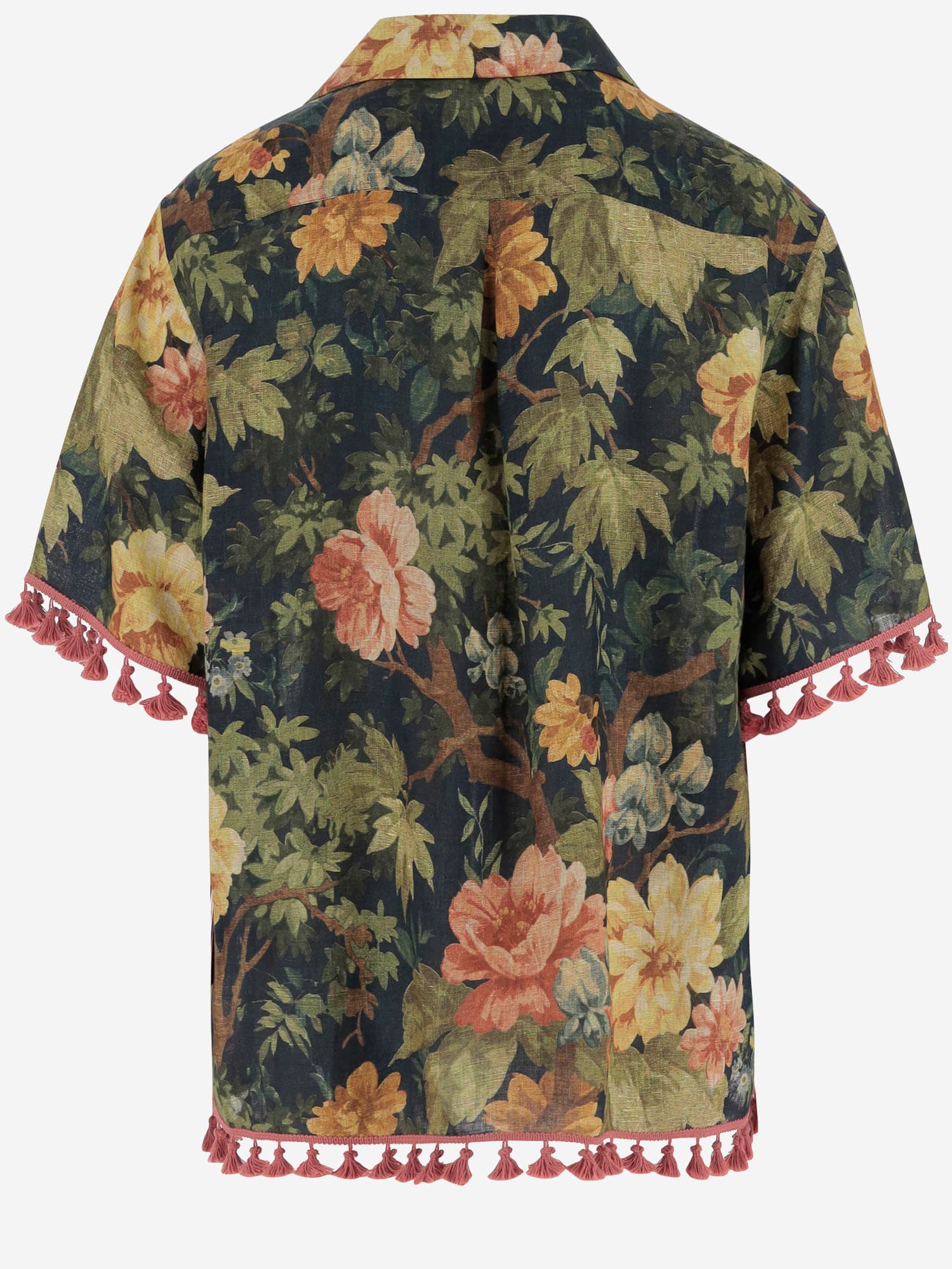 Shop Valentino Multicolor Linen Shirt In Red