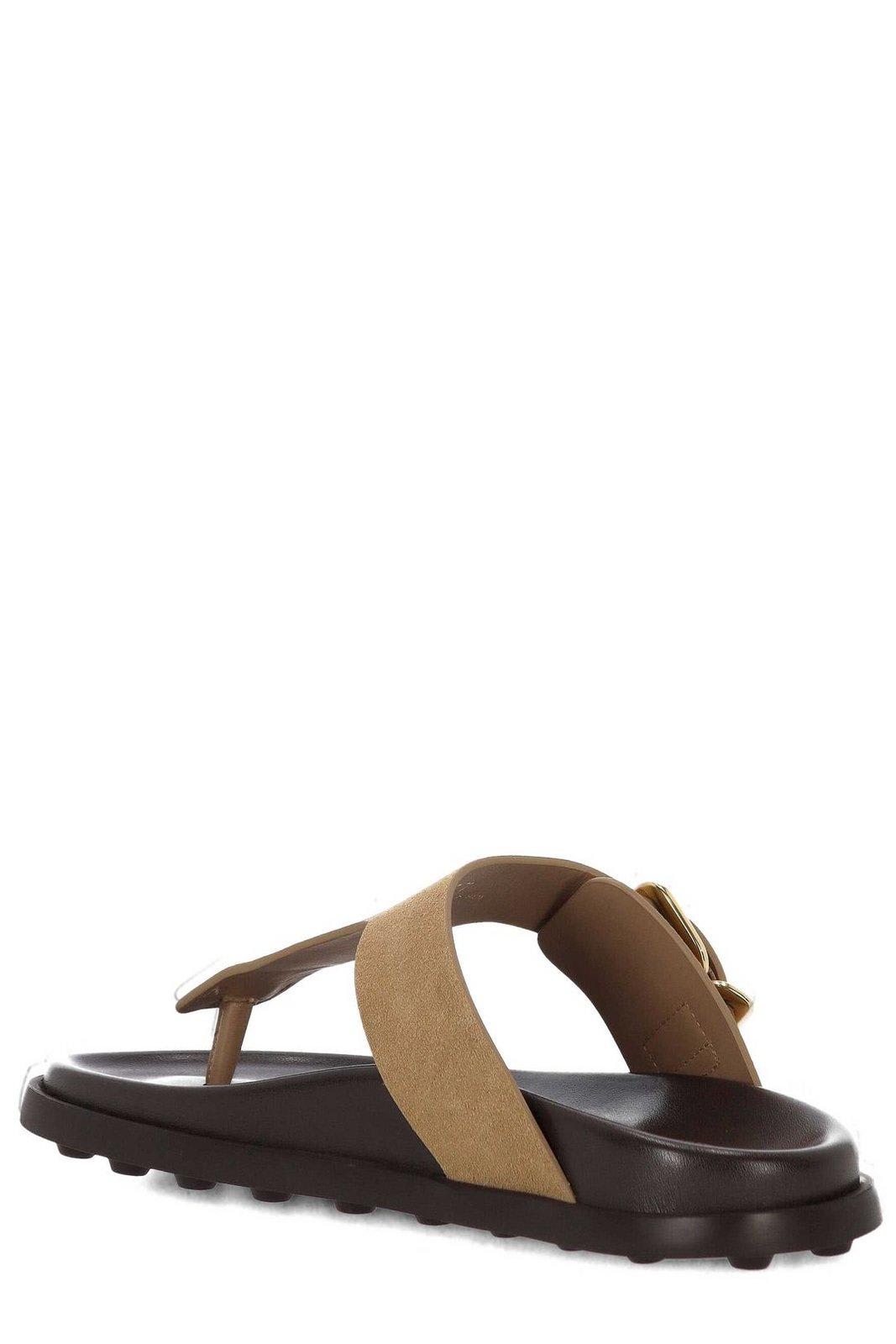 Shop Tod's Buckle Detailed Thong Sandals